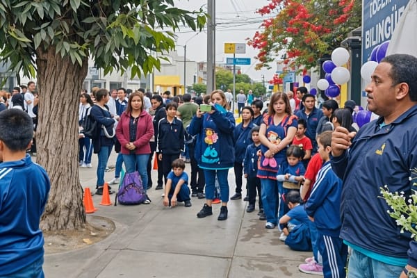 Participación de Colegio Newton de San Miguel en la Marcha Escolar por las Calles